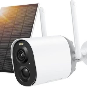 Netvue Camara Vigilancia WiFi Exterior Solar con Batería Recargable, FHD Cámara de Seguridad con Detección Humana PIR, Visión Nocturna Color, Audio Bidireccional, Cámara sin Cables con Sirena