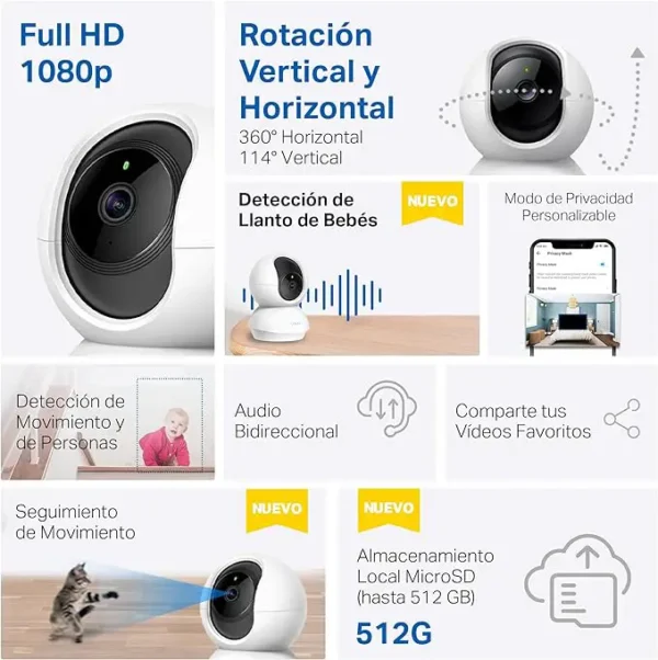 TP-Link TAPO C200 - Cámara IP WiFi 360° Cámara de Vigilancia FHD 1080p - Image 2